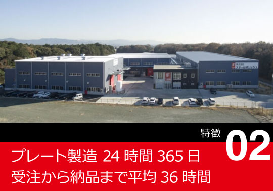 プレート製造24時間365日・受注から納品まで平均36時間